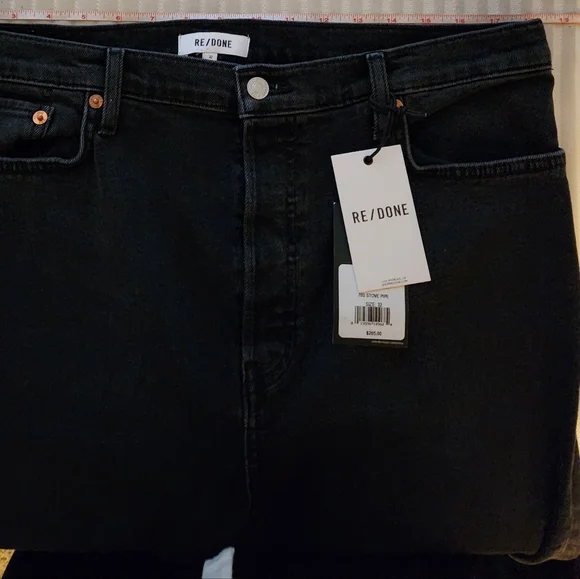 Re/Done Comfort Stretch High Rise 70s Stove Pipe Washed Noir Jeans Size 32 - Picture 13 of 16